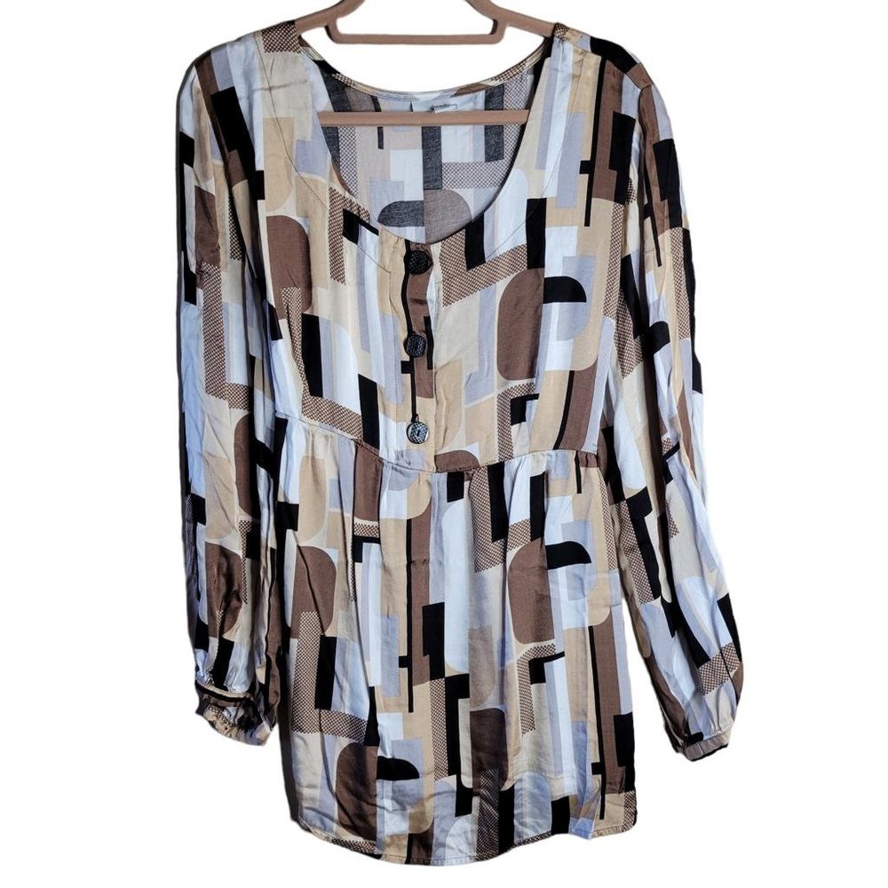Dress Barn Women Cooper Metallic Satin Babydoll Top Blouse Women Plus Size 18/20